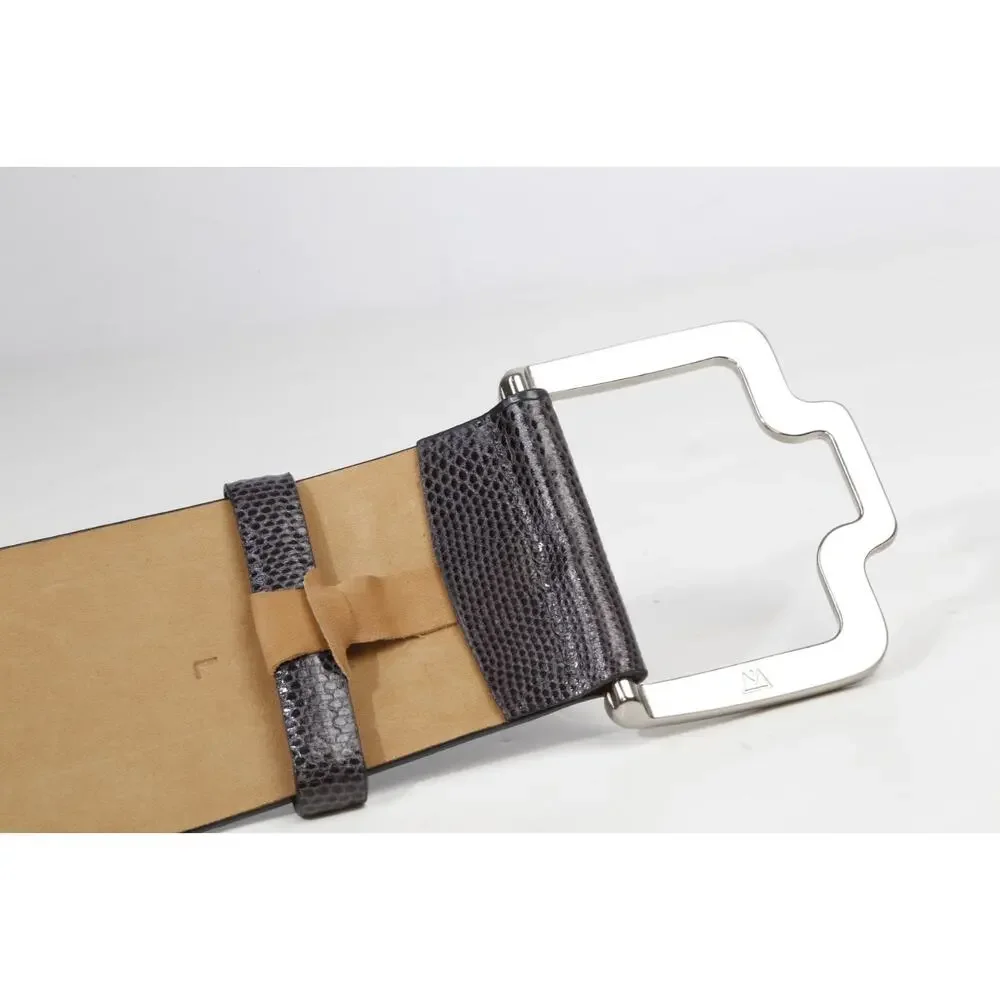 W. Kleinberg Genuine Karung Leather Wide Belt Brushed Silver Stud Buckle L USA